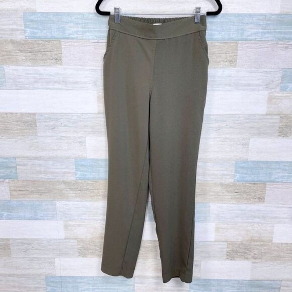 MAX STUDIO Pull On Drapey Tapered Dress Pants Green High Rise Womens XS